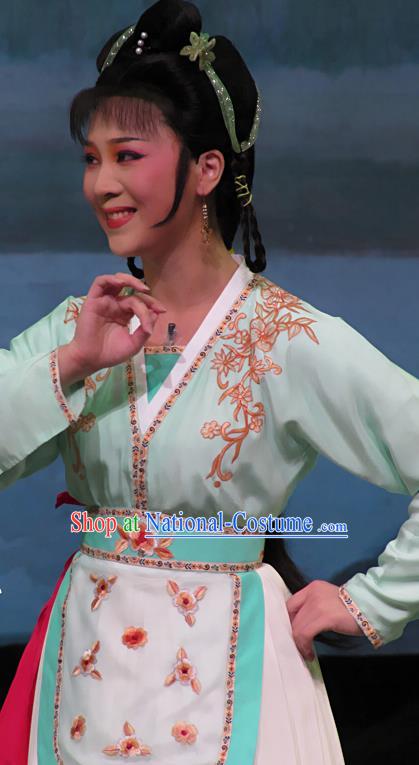 Emperor and the Village Girl Chinese Shaoxing Opera Xiaodan Dress Costumes and Headpieces Young Female Garment Yue Opera Country Lady Apparels