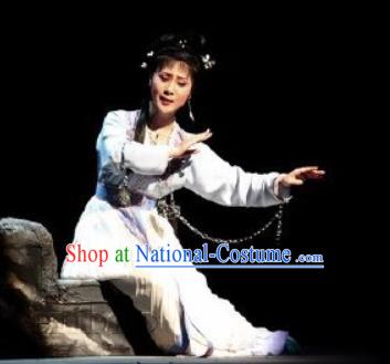 Emperor and the Village Girl Chinese Shaoxing Opera Young Lady Dress Costumes and Hair Accessories Yue Opera Xiaodan Garment Apparels