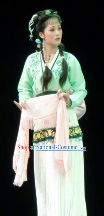 Emperor and the Village Girl Chinese Shaoxing Opera Country Lady Dress Apparels Costumes and Headdress Yue Opera Xiaodan Young Female Garment