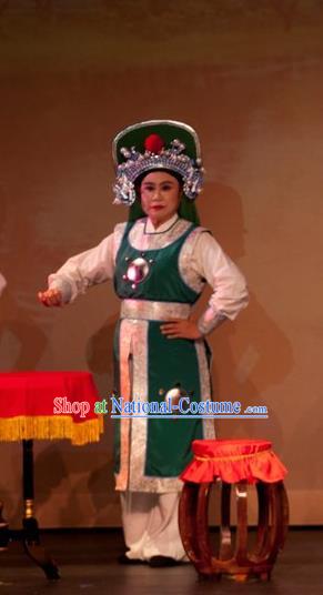 Chinese Yue Opera Wusheng Costumes and Hat Emperor and the Village Girl Shaoxing Opera Martial Male Apparels Soldier Garment