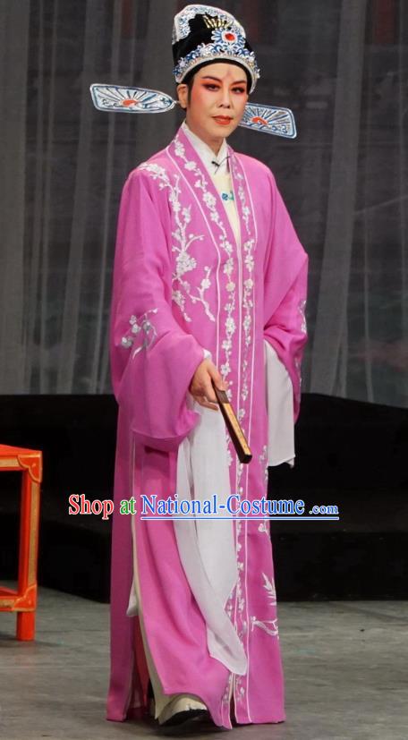 Chinese Yue Opera Scholar Costumes Palace Refuse Marriage Apparels and Headwear Shaoxing Opera Official Song Hong Garment