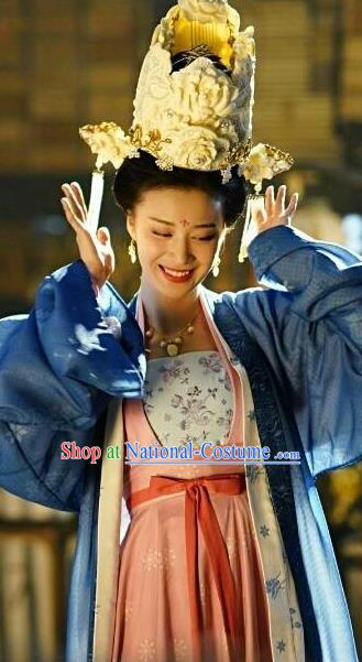 Chinese Song Dynasty Court Lady Historical Costumes and Headdress Drama Serenade of Peaceful Joy Ancient Noble Consort Zhang Bihan Dress Apparels