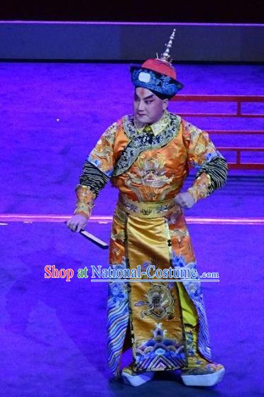 Nan Hai Zi Chinese Peking Opera Xiaosheng Young Male Garment Costumes and Headwear Beijing Opera Qing Dynasty Emperor Shun Zhi Apparels Clothing