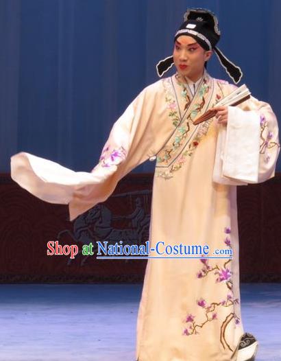 San Kan Yu Mei Chinese Ping Opera Xiaosheng Costumes and Headwear Pingju Opera Young Male Apparels Scholar Clothing