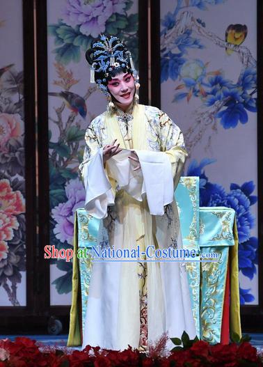 Chinese Beijing Opera Young Female Zhang Shangzhu Apparels Costumes and Headdress Tell On Sargam Traditional Peking Opera Hua Tan Dress Diva Garment