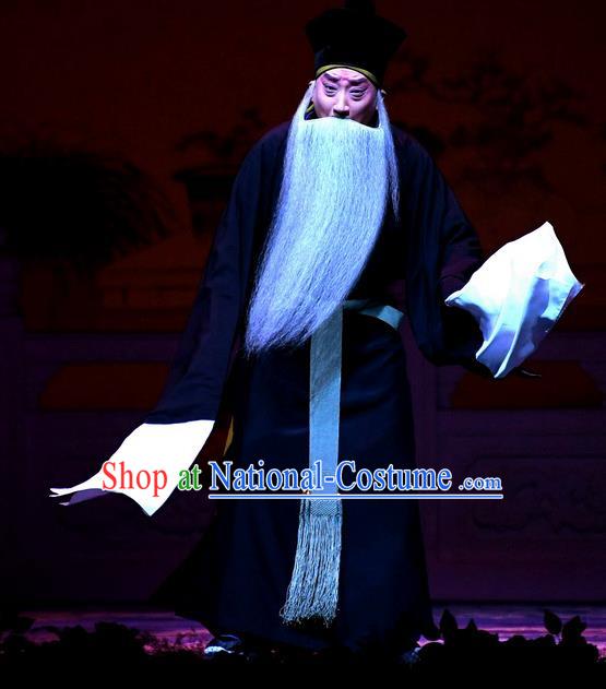 Tell On Sargam Chinese Peking Opera Elderly Male Garment Costumes and Headwear Beijing Opera Laosheng Apparels Old Servant Zhang Zhong Clothing