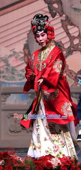 Chinese Beijing Opera Bride Zhang Saizhu Apparels Costumes and Headdress Tell On Sargam Traditional Peking Opera Young Female Red Dress Wedding Garment