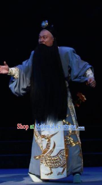 Chun Qiu Er Xu Chinese Peking Opera Elderly Male Garment Costumes and Headwear Beijing Opera Laosheng Apparels Official Wu Zixu Clothing