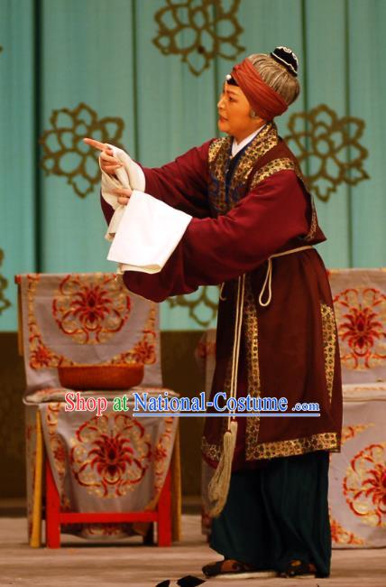 Chinese Beijing Opera Elderly Dame Apparels Costumes and Headdress Love in the Wardrobe Traditional Peking Opera Pantaloon Dress Old Woman Garment