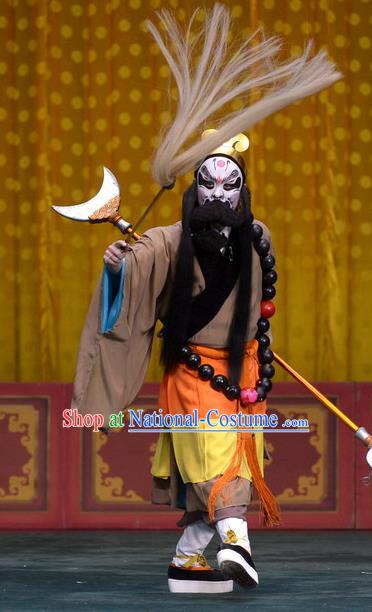 Tao Hua Cun Chinese Peking Opera Monk Lu Zhishen Garment Costumes and Headwear Beijing Opera Apparels Martial Male Clothing