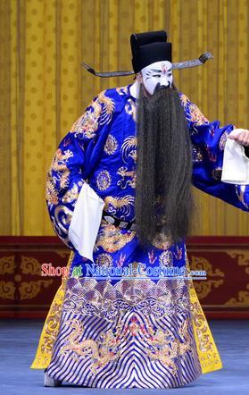 Yao Qi Chinese Peking Opera Official Garment Costumes and Headwear Beijing Opera Elderly Male Apparels Embroidered Robe Clothing