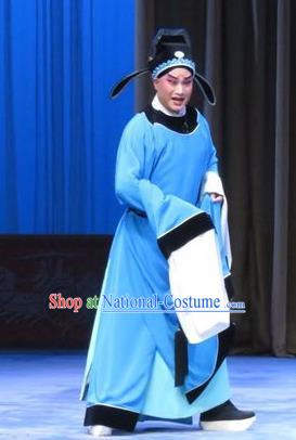 Zhou Ren Xian Sao Chinese Ping Opera Young Male Costumes and Headwear Pingju Opera Scholar Zhou Ren Apparels Clothing