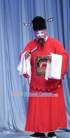 Zhou Ren Xian Sao Chinese Ping Opera Official Costumes and Headwear Pingju Opera Laosheng Magistrate Apparels Clothing