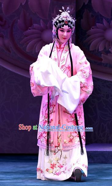 Chinese Beijing Opera Hua Tan Apparels Costumes and Headdress Love of Jade Hairpin Traditional Peking Opera Young Mistress Dress Actress Zhang Yuzhen Garment