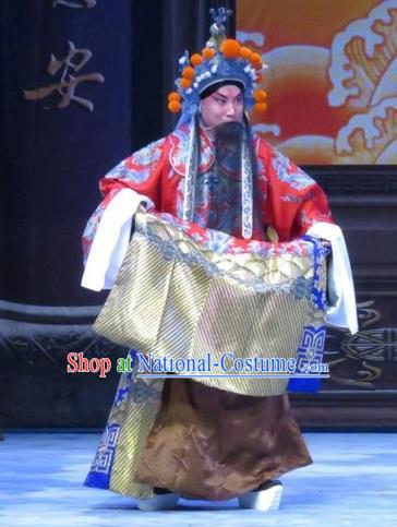 Zhou Ren Xian Sao Chinese Ping Opera Laosheng Elderly Male Costumes and Headwear Pingju Opera Emperor Apparels Clothing