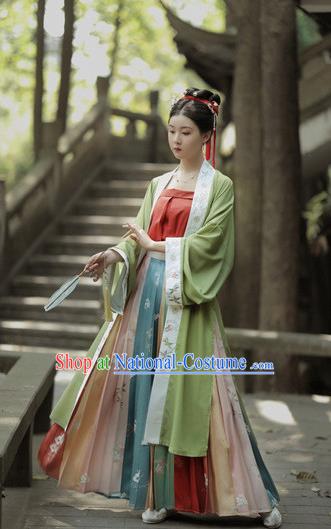 Chinese Ancient Civilian Female Hanfu Dress Garment Traditional Song Dynasty Apparels Young Lady Historical Costumes Complete Set