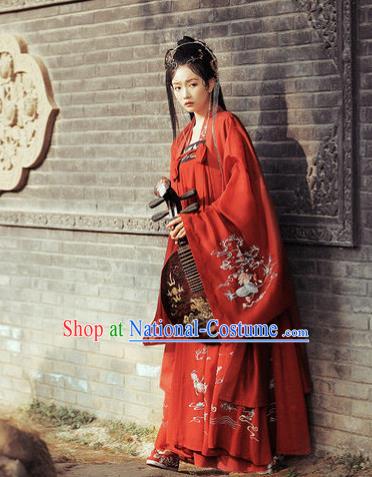 Chinese Traditional Tang Dynasty Royal Princess Apparels Historical Costumes Ancient Court Female Red Hanfu Dress Wedding Garment for Women