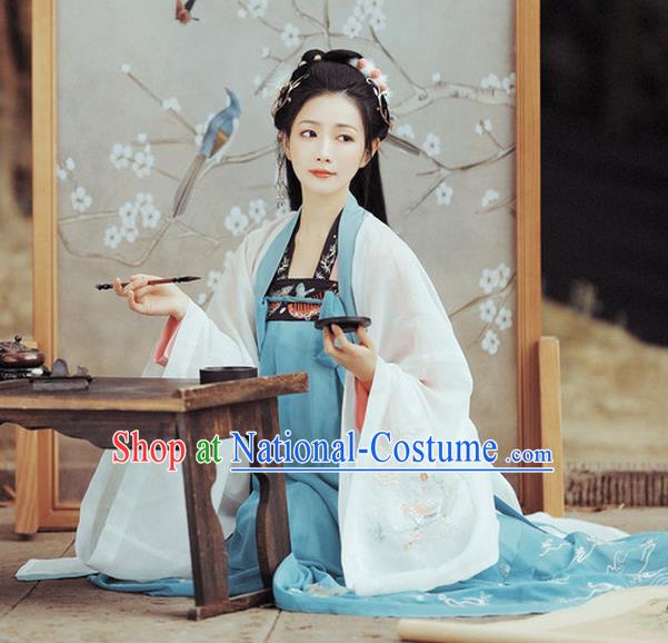 Chinese Traditional Tang Dynasty Noble Lady Apparels Historical Costumes Ancient Royal Princess Hanfu Dress Court Woman Garment