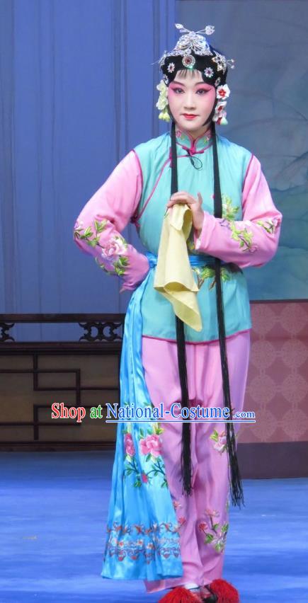 Chinese Ping Opera Young Female Apparels Costumes and Headdress Traditional Pingju Opera Tao Li Mei Xiaodan Dress Garment