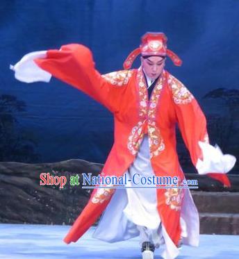 Pear Blossom Love Chinese Ping Opera Xiaosheng Niche Costumes and Hat Pingju Opera Scholar Meng Taoyuan Apparels Clothing