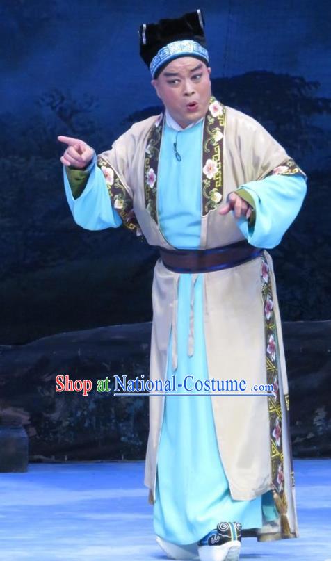 Pear Blossom Love Chinese Ping Opera Merchant Qian Youliang Costumes and Hat Pingju Opera Young Male Apparels Clothing