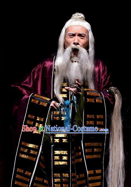 Palm Civet for Prince Chinese Ping Opera Elderly Male Costumes and Headwear Pingju Opera Taoist Priest Apparels Clothing