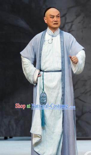 Jin LV Qu Chinese Peking Opera Young Male Garment Costumes and Headwear Beijing Opera Apparels Qing Dynasty Scholar Wu Zhaoqian Clothing