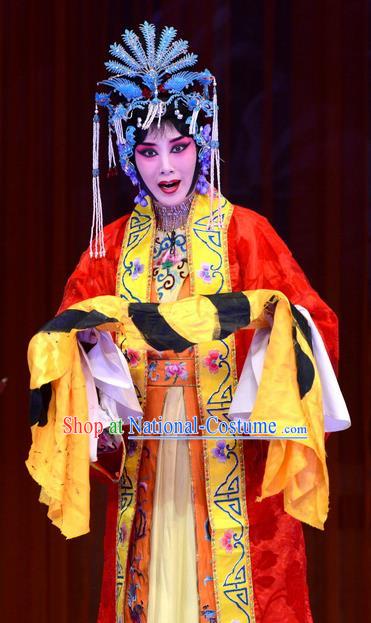 Chinese Ping Opera Noble Consort Liu E Apparels Costumes and Headpieces Traditional Pingju Opera Palm Civet for Prince Court Queen Dress Garment