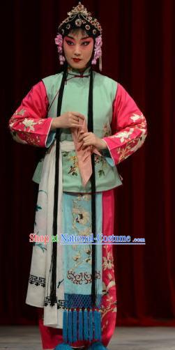 Chinese Ping Opera Xiaodan Apparels Costumes and Headpieces The Oil Vendor and His Pretty Bride Traditional Pingju Opera Maidservant Dress Garment