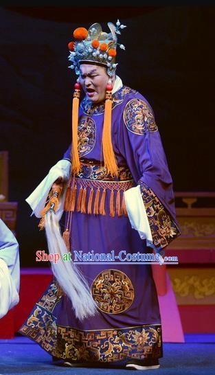 Da Song Zhong Yi Zhuan Chinese Ping Opera Elderly Male Garment Costumes and Headwear Pingju Opera Eunuch Guo Huai Apparels Clothing