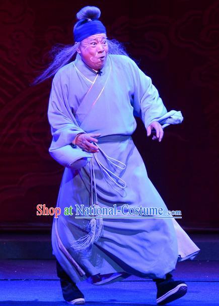 Da Song Zhong Yi Zhuan Chinese Ping Opera Old Man Garment Costumes and Headwear Pingju Opera Laosheng Apparels Clothing