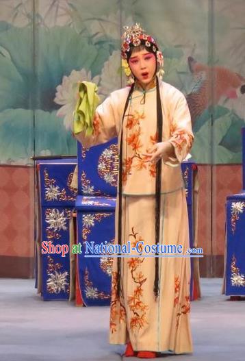 Chinese Ping Opera Xiao Dan Apparels Costumes and Headpieces Southeast Fly the Peacocks Traditional Pingju Opera Young Girl Dress Garment