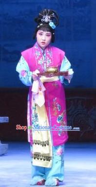 Chinese Ping Opera Servant Girl Apparels Costumes and Headpieces Tell on Sargam Traditional Pingju Opera Xiaodan Dress Garment