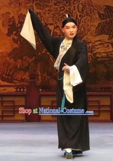 Chinese Ping Opera Southeast Fly the Peacocks Distress Male Garment Costumes and Headwear Pingju Opera Xiaosheng Jiao Zhongqing Apparels Clothing