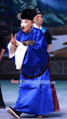 San Da Tao Sanchun Chinese Peking Opera Chou Role Garment Costumes and Headwear Beijing Opera Clown Apparels Magistrate Official Clothing