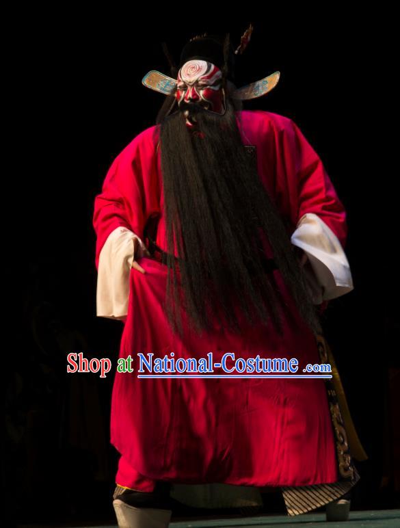 San Da Tao Sanchun Chinese Peking Opera Royal Highness Garment Costumes and Headwear Beijing Opera Elderly Male Apparels Duke Zheng En Clothing