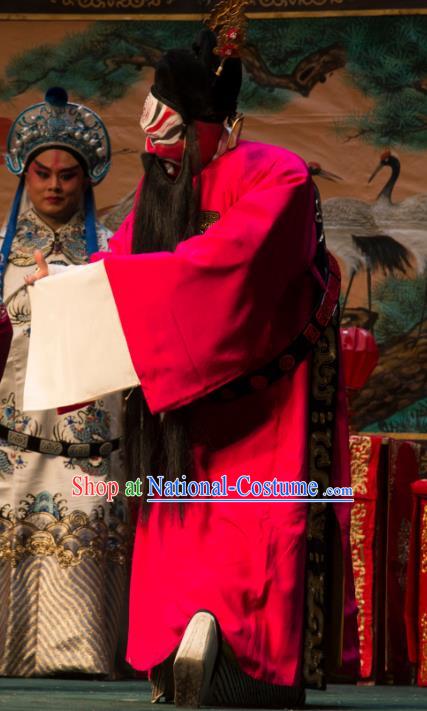 San Da Tao Sanchun Chinese Peking Opera Royal Highness Garment Costumes and Headwear Beijing Opera Elderly Male Apparels Duke Zheng En Clothing