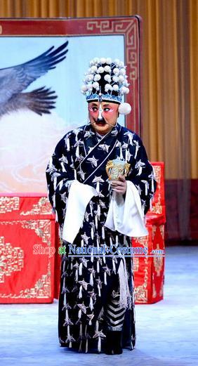 Nine Dragons Cup Chinese Peking Opera Clown Garment Costumes and Headwear Beijing Opera Chou Role Apparels Robber Clothing