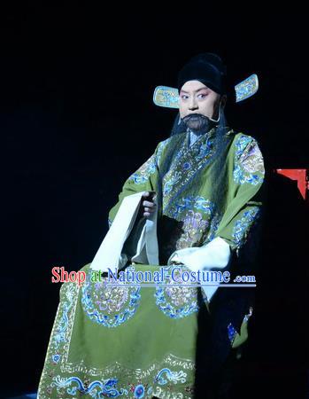 On A Wall and Horse Chinese Peking Opera Minister Pei Xingjian Garment Costumes and Headwear Beijing Opera Old Gentleman Apparels Elderly Man Clothing