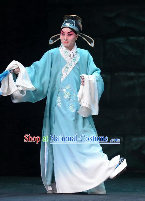 On A Wall and Horse Chinese Peking Opera Scholar Garment Costumes and Headwear Beijing Opera Young Male Apparels Childe Pei Shaojun Clothing