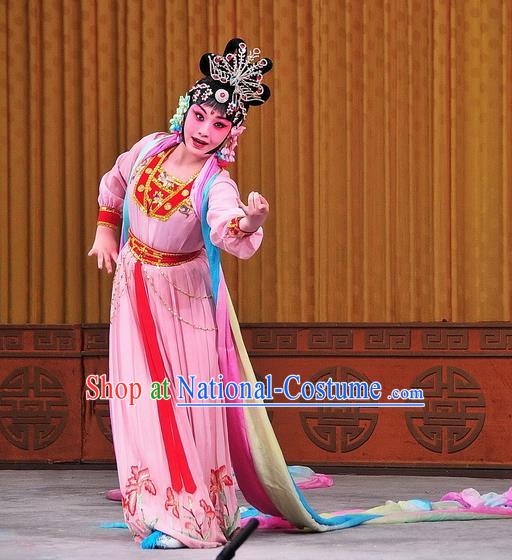 Chinese Beijing Opera Petal Sprinkles From Heaven Apparels Costumes and Headdress Traditional Peking Opera Actress Dress Goddess Garment