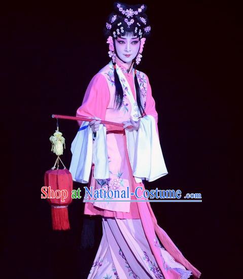 Chinese Beijing Opera Xiaodan Apparels Tian Dao Xing Costumes and Headdress Traditional Peking Opera Maidservant Li Ruilian Dress Servant Girl Garment