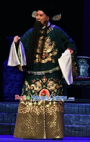 Qing Tian Dao Chinese Peking Opera Garment Costumes and Headwear Beijing Opera Elderly Male Apparels Loyal Official Hai Rui Clothing