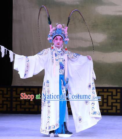 Jiu Jiang Kou Chinese Peking Opera Takefu Hua Yunlong Garment Costumes and Headwear Beijing Opera Apparels Martial Male Clothing