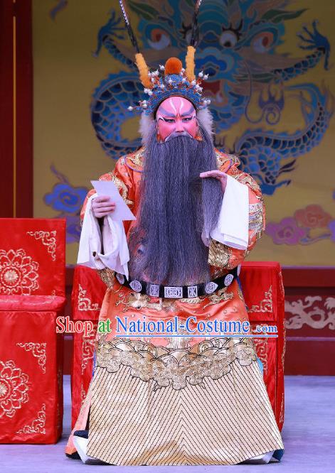 Jiu Jiang Kou Chinese Peking Opera Elderly Male Garment Costumes and Headwear Beijing Opera Laosheng Apparels Lord Chen Youliang Clothing