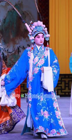 Jiu Jiang Kou Chinese Peking Opera Niche Garment Costumes and Headwear Beijing Opera Xiaosheng Apparels Young Male Hua Yunlong Clothing