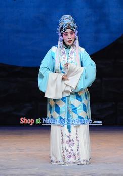 Chinese Beijing Opera Taoist Nun Apparels Costumes and Headdress On A Wall and Horse Traditional Peking Opera Hua Tan Li Qianjun Dress Young Woman Garment