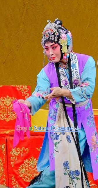 Chinese Beijing Opera Servant Girl Apparels Ba Zhen Tang Costumes and Headpieces Traditional Peking Opera Young Lady Chun Lan Dress Garment