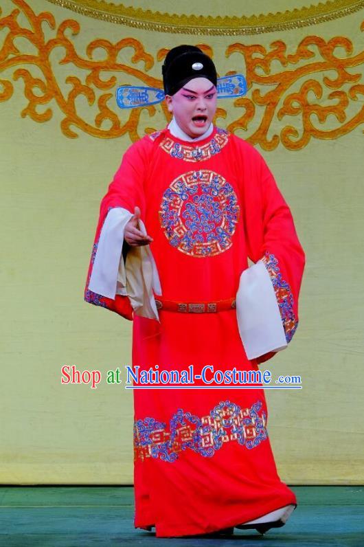 Ba Zhen Tang Chinese Peking Opera Niche Garment Costumes and Headwear Beijing Opera Young Male Apparels Official Zhou Ziqing Clothing