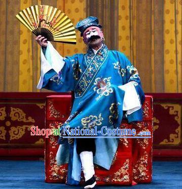 Qi Yuan Bao Chinese Peking Opera Bully Zhao Da Garment Costumes and Headwear Beijing Opera Chou Role Apparels Clothing